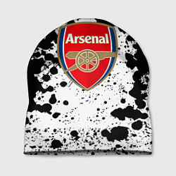 Шапка Арсенал черно белые краски, цвет: 3D-принт