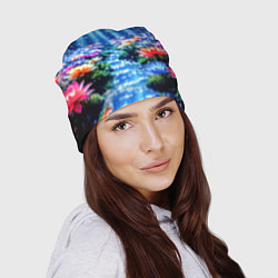 Шапка Цветы на глубине освещённые лучами, цвет: 3D-принт — фото 2