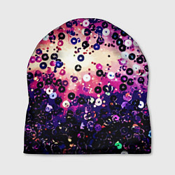 Шапка Абстракция фиолетовые пайетки имитация, цвет: 3D-принт