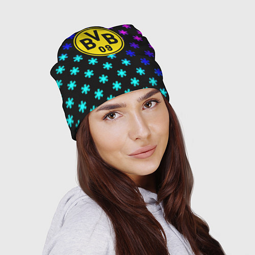 Шапка Borussia неоновые снежинки / 3D-принт – фото 2