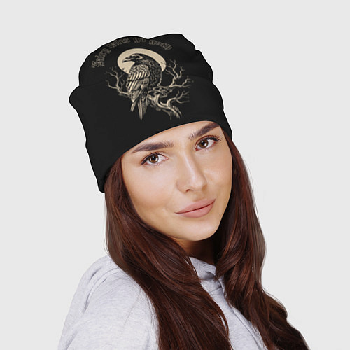 Шапка Ворона сидит на ветке на фоне полной луны / 3D-принт – фото 2