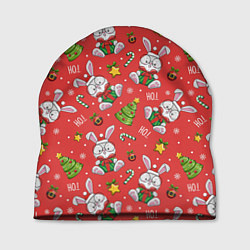 Шапка Новогодний паттерн с зайчиком, цвет: 3D-принт