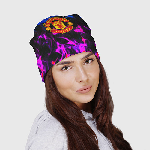 Шапка Манчестер Юнайтед огонь неон / 3D-принт – фото 2