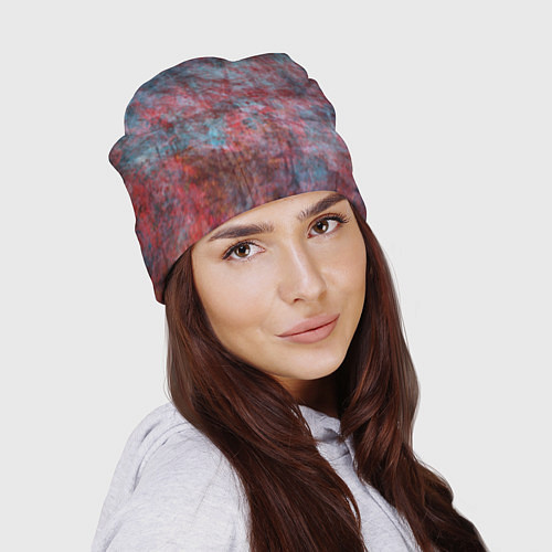 Шапка Абстракция - red rust on blue / 3D-принт – фото 2