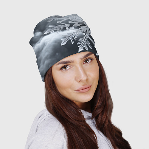 Шапка Снежинка на черно белое / 3D-принт – фото 2