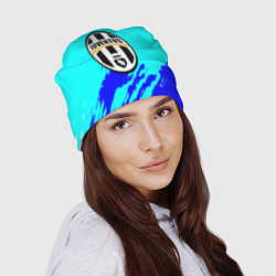 Шапка Ювентус краски штрихи текстура, цвет: 3D-принт — фото 2