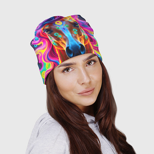 Шапка Неоновая огненная лошадь / 3D-принт – фото 2