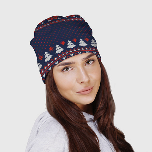 Шапка Новогодний вязаный узор / 3D-принт – фото 2