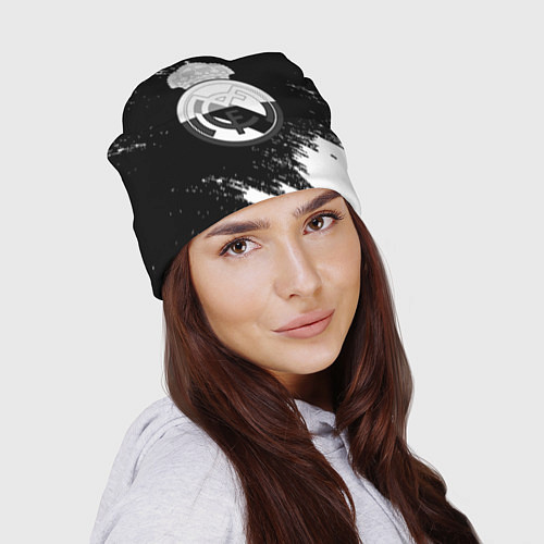 Шапка Реал Мадрид черно белые краски / 3D-принт – фото 2