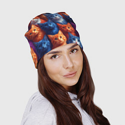 Шапка Разноцветные котики паттерн, цвет: 3D-принт — фото 2