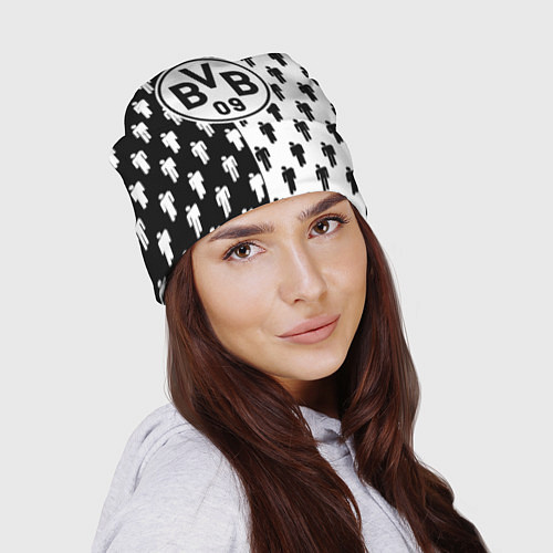 Шапка Borussia черно белые люди / 3D-принт – фото 2