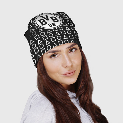Шапка Borussia геометрия черно белая / 3D-принт – фото 2