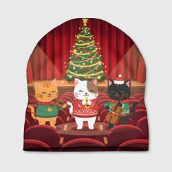 Шапка Новогодние котики музыканты, цвет: 3D-принт
