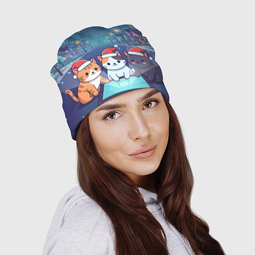Шапка Новогодние котики с планшетом / 3D-принт – фото 2