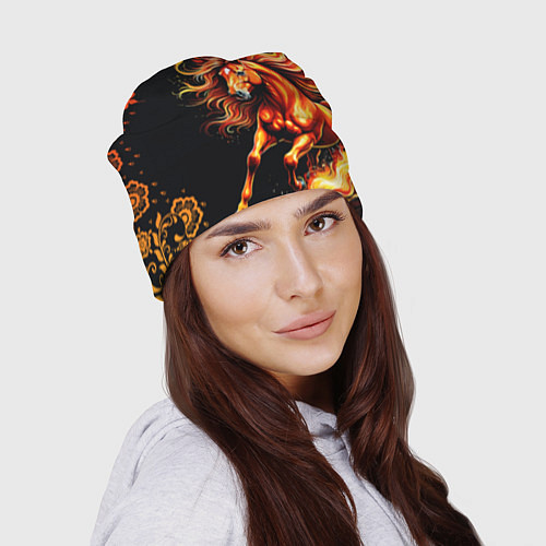 Шапка Огненный конь в русской хохломе / 3D-принт – фото 2