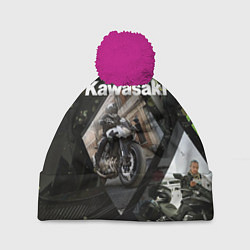 Шапка с помпоном Kawasaky, цвет: 3D-малиновый