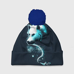 Шапка с помпоном Галактический волк, цвет: 3D-тёмно-синий