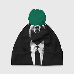 Шапка с помпоном Медведь бизнесмен, цвет: 3D-зеленый