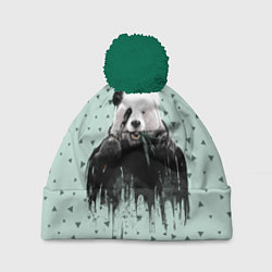 Шапка с помпоном Панда-художник, цвет: 3D-зеленый