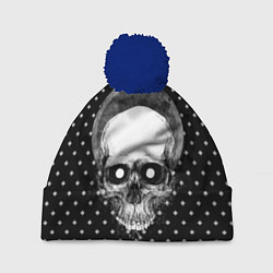 Шапка с помпоном Подробный череп, цвет: 3D-тёмно-синий