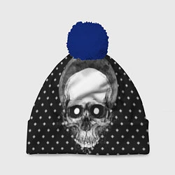 Шапка с помпоном Подробный череп, цвет: 3D-тёмно-синий