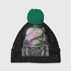Шапка с помпоном Цветочный астонавт, цвет: 3D-зеленый