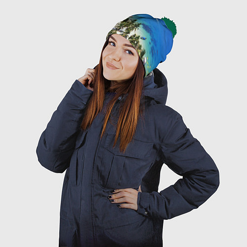 Шапка c помпоном Таиланд / 3D-Зеленый – фото 2