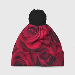 Шапка с помпоном Паттерн из роз, цвет: 3D-черный