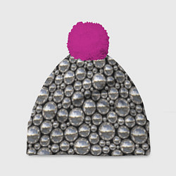 Шапка с помпоном Серебряные шары, цвет: 3D-малиновый