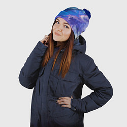 Шапка с помпоном Tie-Dye Blue & Violet, цвет: 3D-тёмно-синий — фото 2