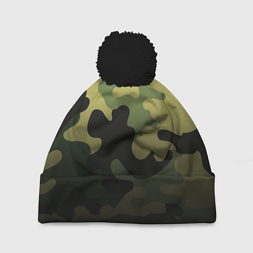 Шапка c помпоном Camouflage Green / 3D-Черный – фото 1