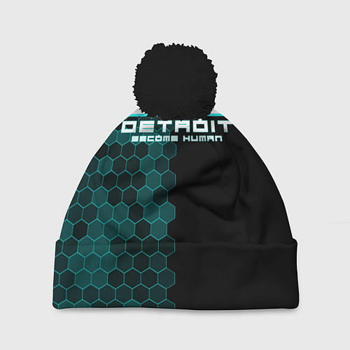 Шапка c помпоном Detroit: Cyber Hexagons / 3D-Черный – фото 1
