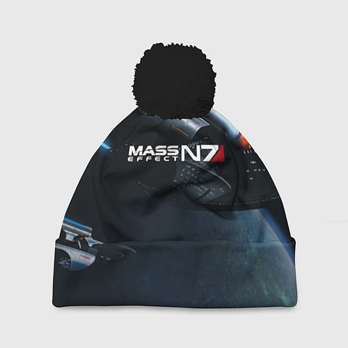 Шапка c помпоном Mass Effect N7 / 3D-Черный – фото 1