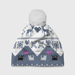 Шапка с помпоном Новогодняя любовь, цвет: 3D-белый