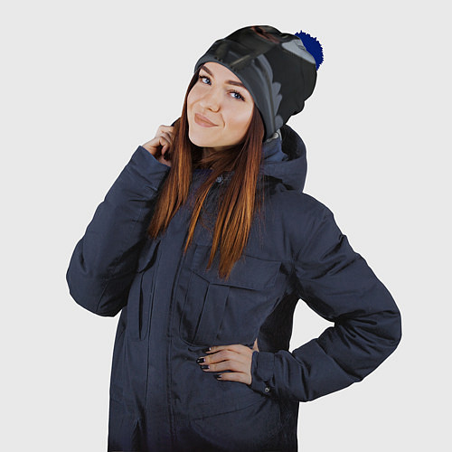 Шапка c помпоном Фурия улыбается / 3D-Тёмно-синий – фото 2