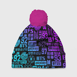 Шапка с помпоном BTS Logos, цвет: 3D-малиновый