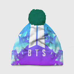 Шапка с помпоном BTS: Violet Butterflies, цвет: 3D-зеленый