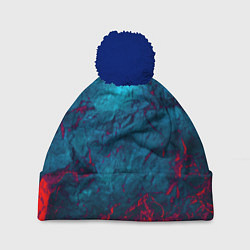 Шапка с помпоном Blue and Red abstract, цвет: 3D-тёмно-синий