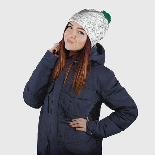 Шапка c помпоном Белые мыши / 3D-Зеленый – фото 2