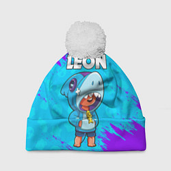 Шапка с помпоном BRAWL STARS LEON SHARK, цвет: 3D-белый