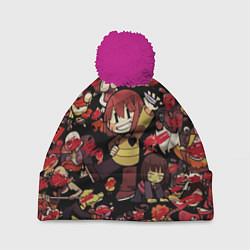Шапка с помпоном UNDERTALE CHARA, цвет: 3D-малиновый