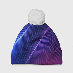 Шапка с помпоном Фиолетово 3d волны 2020, цвет: 3D-белый
