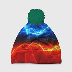 Шапка с помпоном Лёд и огонь, цвет: 3D-зеленый