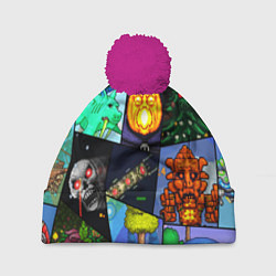 Шапка с помпоном Terraria allpic, цвет: 3D-малиновый