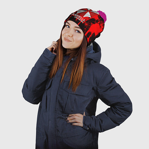 Шапка c помпоном UMBRELLA CORP / 3D-Малиновый – фото 2