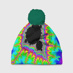 Шапка с помпоном Фрактальная кислотная черная дыра - множество Манд, цвет: 3D-зеленый