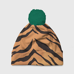 Шапка с помпоном Тигриный камуфляж, цвет: 3D-зеленый