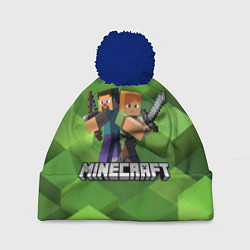 Шапка с помпоном MINECRAFT, цвет: 3D-тёмно-синий