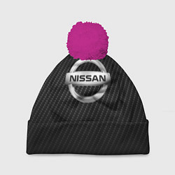 Шапка с помпоном NISSAN, цвет: 3D-малиновый