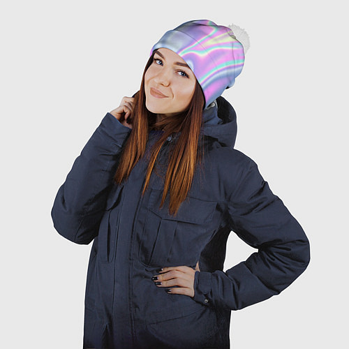 Шапка c помпоном Vaporwave / 3D-Белый – фото 2